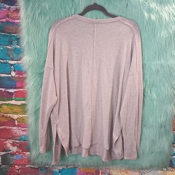 H by Bordeaux Light Gray Waffle Knit Raw Hem Sweater Size L - Picture 5 of 10